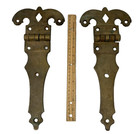 Pair Large Antique Brass Or Bronze Hinges Ornate Architectural Hardware 14 