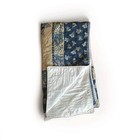 Antique Early Blue Calico Star Prairie Patchwork Quilt Blanket Hand Quilt Amish