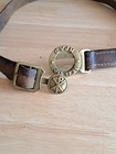 Vintage Swiss Boy Scout Early Belt Buckle Bronze Belt Leather