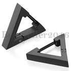 2pcs Men Women Stainless Steel Punk Rock Triangle Stud Huggie Hoop Earrings