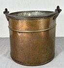 Antique Hand Hammered Copper Pail Iron Handle Tin Lined Colonial Aafa 8  Tall