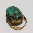 Ancient Egyptian Scarab Ring Replica With Turquoise Tone  Vintage Collectible