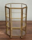Vtg Glass And Brass Hinged Octagon Footed Curio Display Cabinet