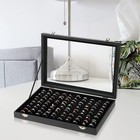 Black 100 Slots Ring Organizer Box ring Display Case  Boxes With Clear Lid
