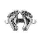 Two Feet Toe Ring 925 Sterling Silver Adjustable Minimalist Foot Jewelry For Wom