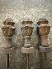 Antique Garden Salvage-3 Cast Iron Hose Guide Stakes W fence Post Finial   