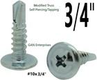 Modified  Truss Head  10 X 3 4 - 1   Self-drilling Tek Screws Zinc Plated