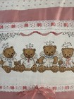 Vintage Handmade Cross Stitch Teddy Bear Nursery Pillow Pink Ruffle Lace Cushion