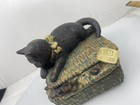 Vintage Ceramic Kitty On A Basket Cat  Unique  Candy Dish cover