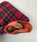 Vtg Hot Water Bottle Orange Rubber Red Plaid Sleeve Cover   Original Stopper