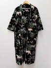 Indian Animal Printed 100  Cotton Robe Long Kimono Sleepwear Night Kimono Dress
