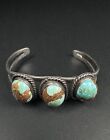 Old Pawn Navajo Triple Domed Turquoise Sterling Silver Cuff Bracelet 27g  200