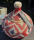 Vintage Hand Crafted Beaded Basket From Uganda Crafts  37 Of 50  H 4 5   