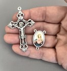 Mary Immaculate Heart Rosary Center Crucifix   Our Father Pater Beads Italy 8pc