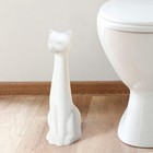 2-piece Toilet Brush And Holder Set With White Cat Design