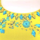 Vtg Chiffon Maxi Dress Kaftan Kurta Sz L Green Floral Beaded Embroidery India   