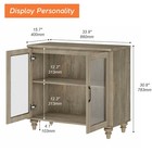 Buffet Cabinet 34  Gray Wash Wood Glass Doors Turned Legs Kitchen Sideboard