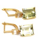 925 Sterling Silver 10 X 12 Mm  Lemon Quartz Cubic Zirconia Earrings