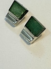 Vintage Tedesma Mexico Taxco Sterling Silver   Turquoise Clip On Earrings  24 8
