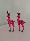 2 Vintage Plastic Deer Figurines Kitsch Christmas Other Decor