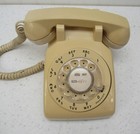 Vintage 1980s Cream Desk Phone Rotary Dial Itt Model Telephone