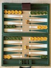 Backgammon Set Green Butterscotch Swirl Ridge Bakelite Cardinal Crisloid 1930s