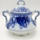 Antique Flow Blue Cir 1900 Johnson Bros England Richmond Sugar Bowl W  Lid- Read