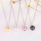 925 Sterling Silver Natural Shell Round Pearl Pendant Necklace Drop Earrings Set