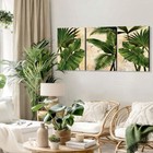 3pcs Framed Palm Leaves Banana Leaf Tropical Plants Wall Art Decor Canvas Pri   