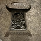 Vintage Japanese Cast Iron Warmer Rose Lattice Pagoda Lantern 6   