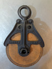 Antique Wood Cast Iron Hudson Barn Pulley Rustic Farmhouse Industrial Decor