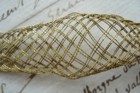1y Vintag French Gold Metal Thread Bullion Tricotine Lace Applique Ribbon Trim  