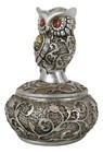 Ebros Silver And Bronze Steampunk Owl With Red Gemstone Eyes Jewelry Trinket Box