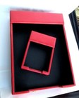 Set Of  Two Matching Letter Tray And Memo Tray Leather Graphic Image Red
