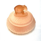 Vintage Art Deco Frosted Pink Elephant W  Trunk Down Vanity Glass Powder Jar