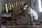 Vintage Victor Phonograph   Nipper The Dog  his Master s Voice  Ad Mirror Framed