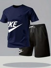 Men   s Summer Sports Set Short Sleeve T-shirt   Shorts 2-piece Outfit Casual