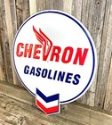 Chevron Gasoline Oil Logo 20  Large Metal Tin Sign Garage Man Cave Gas New