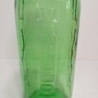 Vtg  1950s Green Glass Refrigerator Water Juice Bottle  Embossed Jar 40oz 9 25 
