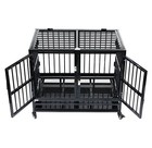 36  Heavy Duty Dog Cage W removable Divider Crate Pet Kennel Playpen 2front Door