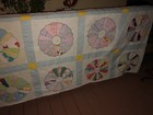 Old Antique Multi Color Cotton Patchwork Quilt Flower Dresden Handmade Repurpose