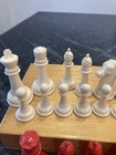 Vintage Atomic Red   Ivory Chess Set Complete Mid Century Modern