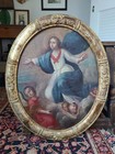 Antique 18th Century Religious Oil Painting Assumption Of The Virgin Mary