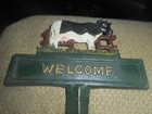 Cast Iron Cow Welcome Sign Garden Stake Home Decor Dairy Heffer Plaque 