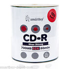 100 Smartbuy Cd-r 52x 700mb 80min Shiny Silver Blank Media Recording Disc