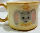 Rare Htf Yellow Glazed Ceramic Cup Early Dumbo Childs Mug Cute Elephant 1940s D5