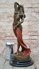 Signed Original Pasquale Delore Nude Lady Bronze Statue Sculpture Figurine Art