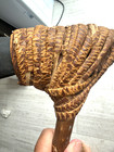 Vintage Papua New Guinea Style Stone Adze Axe Wood Handle Rattan Bound 17in