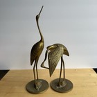 Solid Brass Heron Crane Pair 1960s Made In Korea Vintage 12    7 25  Tall Set