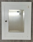 Antique vtg Art Deco Metal Industrial Recessed Bevel Mirror Medicine Cabinet